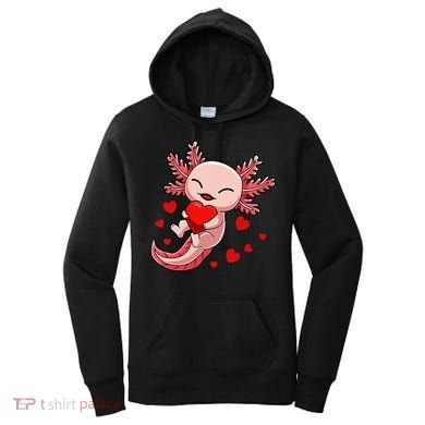 Cute Axolotl Heart Valentines Day Women's Hoodie