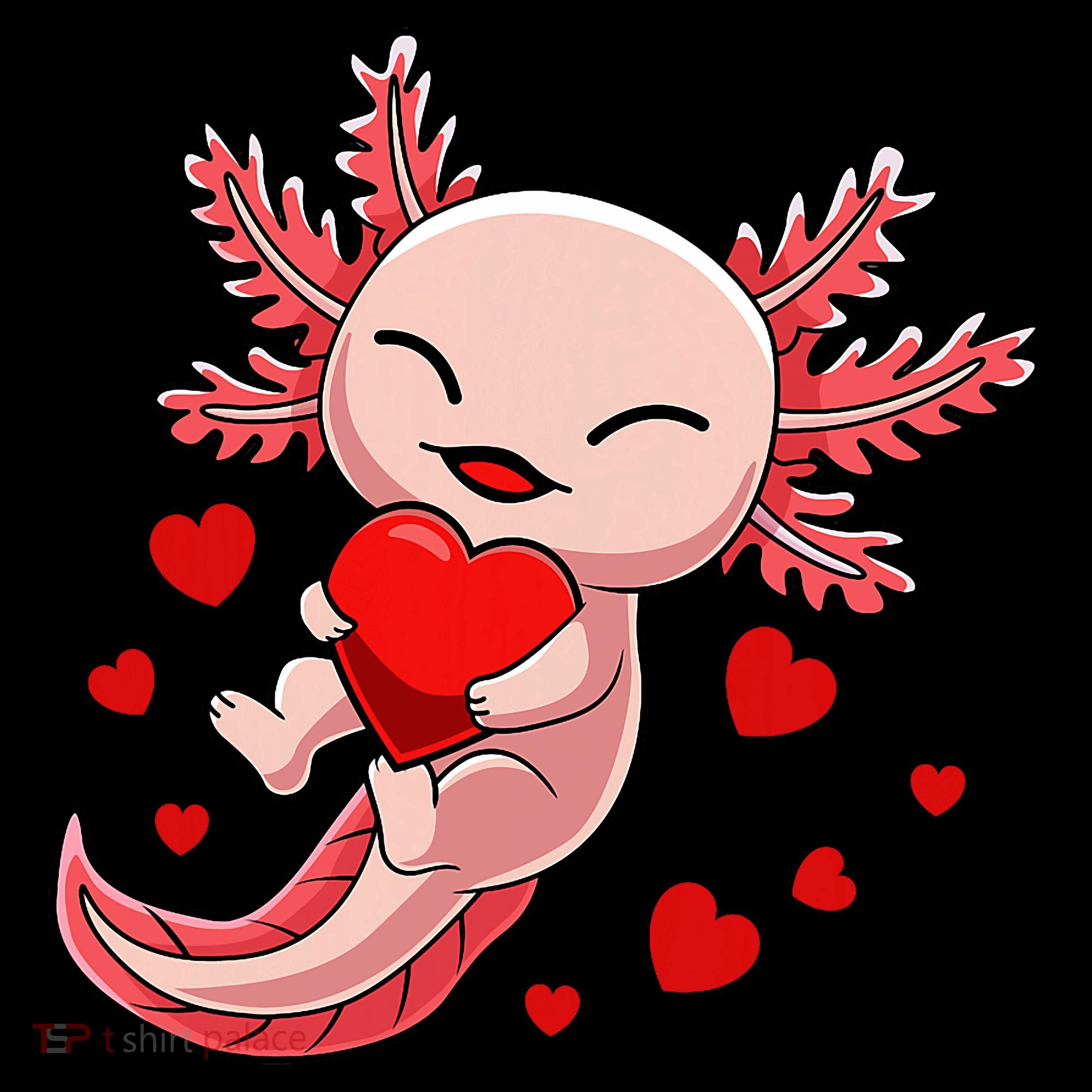 Cute Axolotl Heart Valentines Day Women's Hoodie