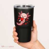 Cute Axolotl Heart Valentines Day Tumbler thumb 2
