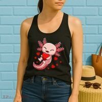 Cute Axolotl Heart Valentines Day Women's Tank Top thumb 2