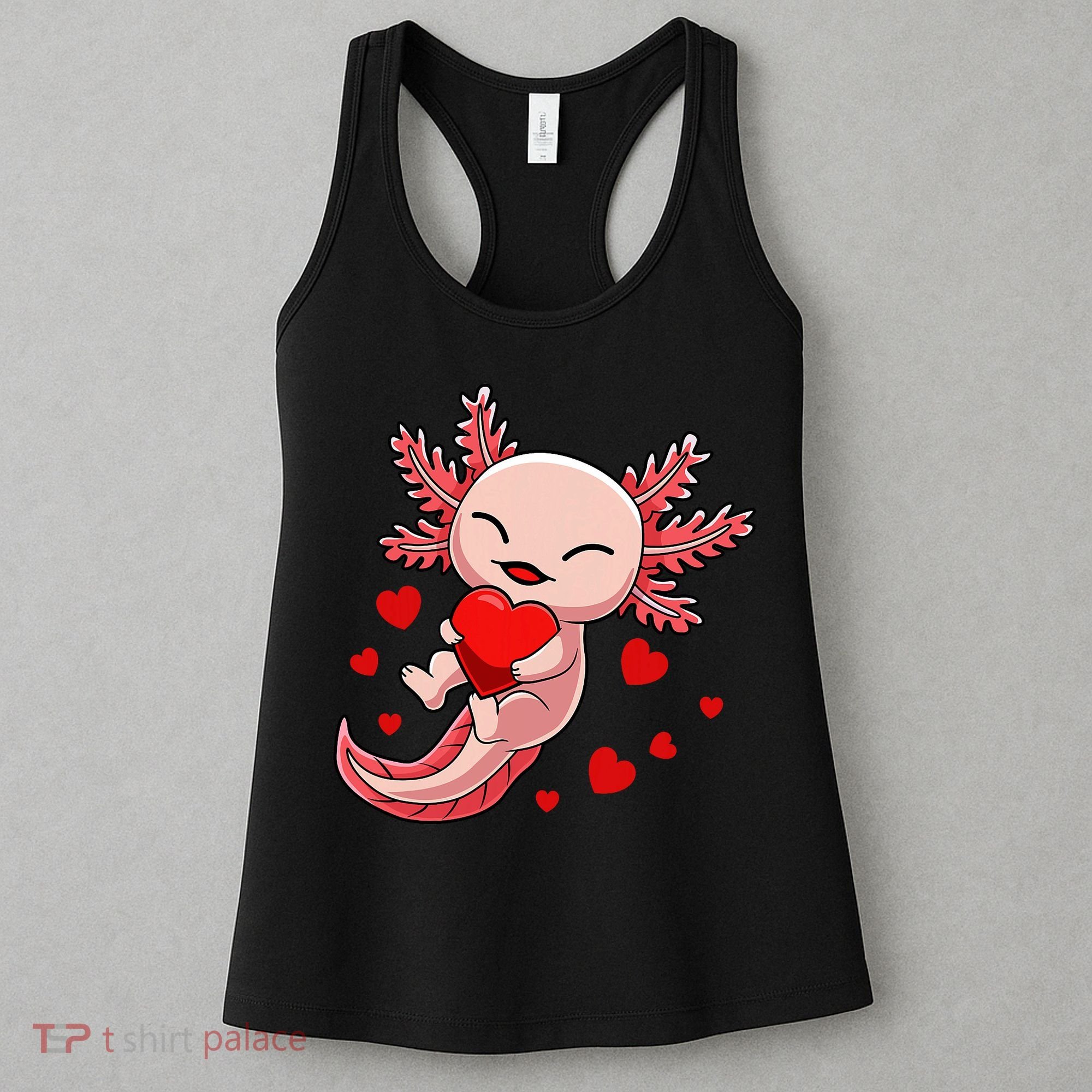 Cute Axolotl Heart Valentines Day Women's Tank Top