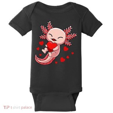 Cute Axolotl Heart Valentines Day Baby Bodysuit