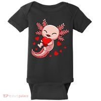 Cute Axolotl Heart Valentines Day Baby Bodysuit thumb 0