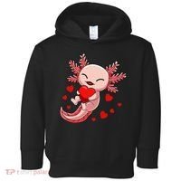 Cute Axolotl Heart Valentines Day Toddler Hoodie thumb 0