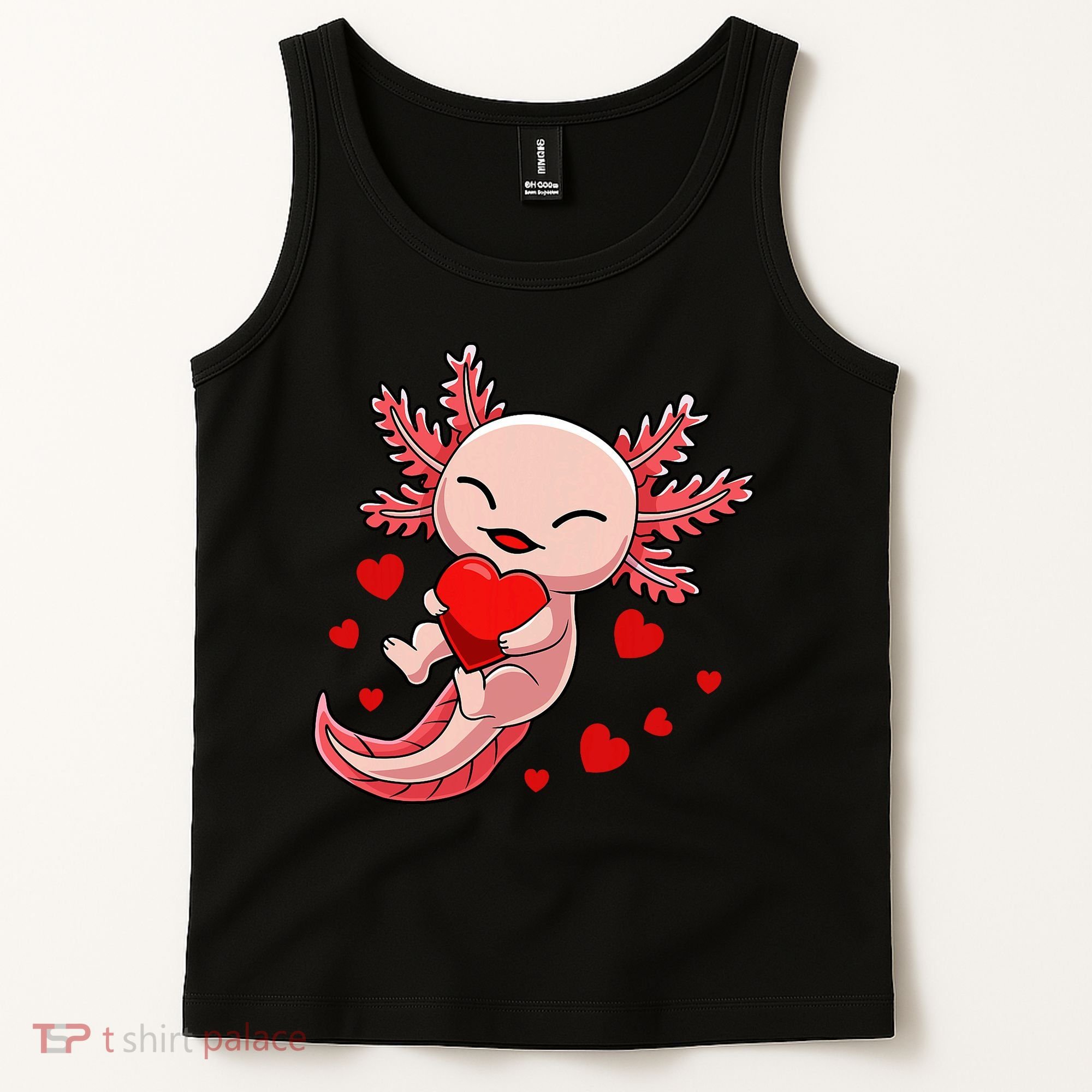 Cute Axolotl Heart Valentines Day Tank Top