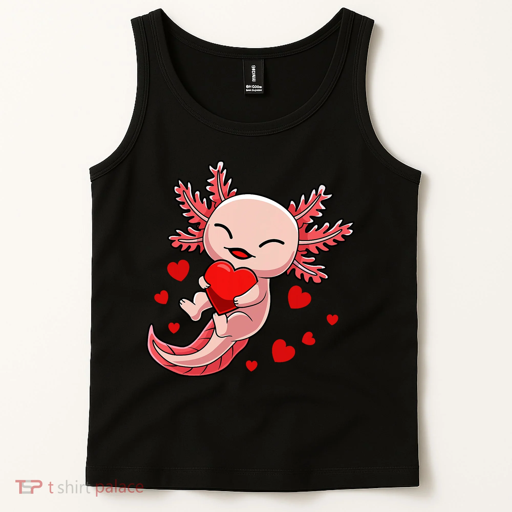 Cute Axolotl Heart Valentines Day Tank Top