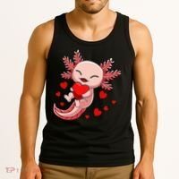 Cute Axolotl Heart Valentines Day Tank Top thumb 3