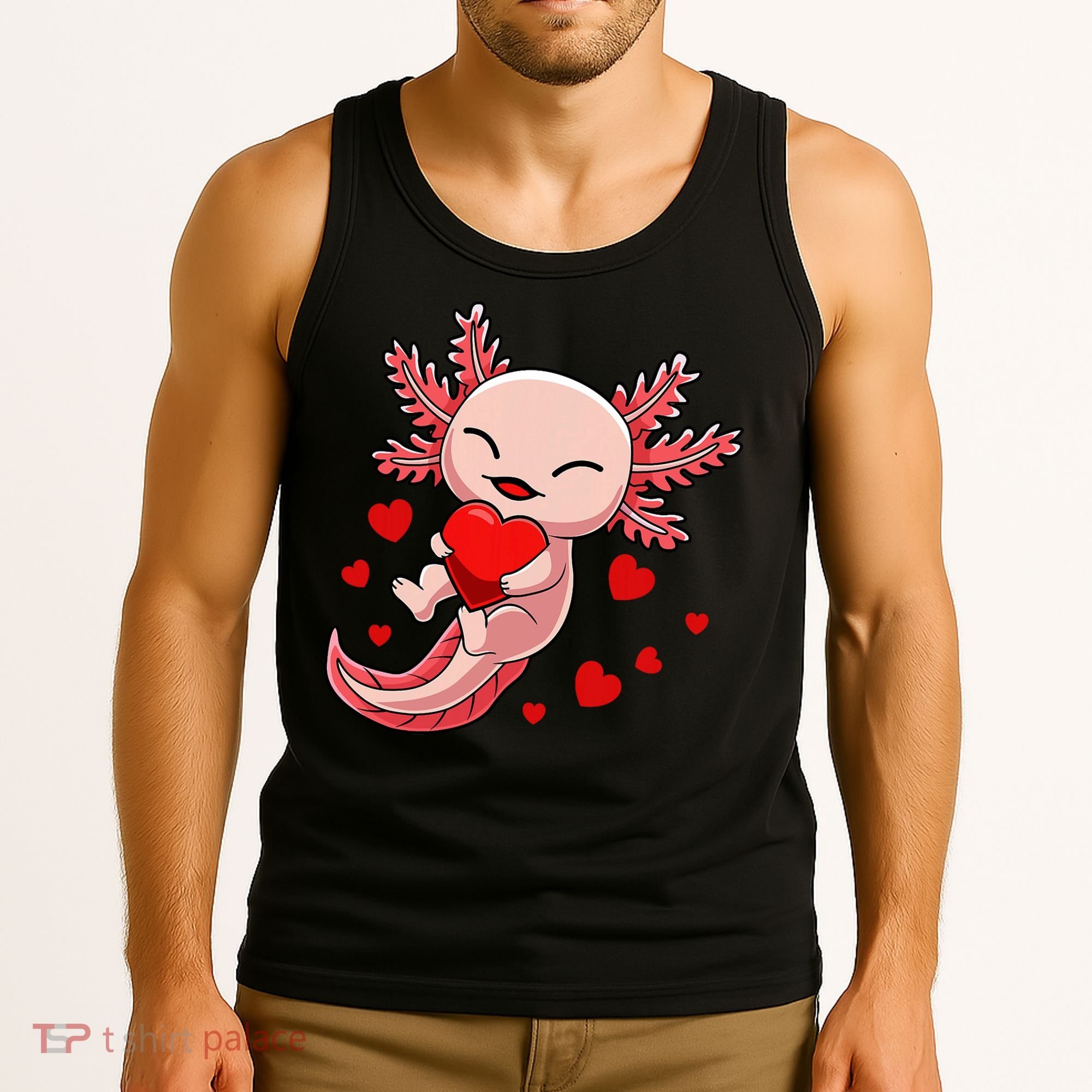 Cute Axolotl Heart Valentines Day Tank Top