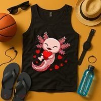 Cute Axolotl Heart Valentines Day Tank Top thumb 4