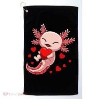 Cute Axolotl Heart Valentines Day Golf Towel thumb 0