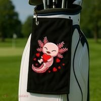 Cute Axolotl Heart Valentines Day Golf Towel thumb 2