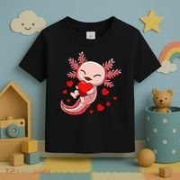 Cute Axolotl Heart Valentines Day Toddler T-Shirt thumb 3