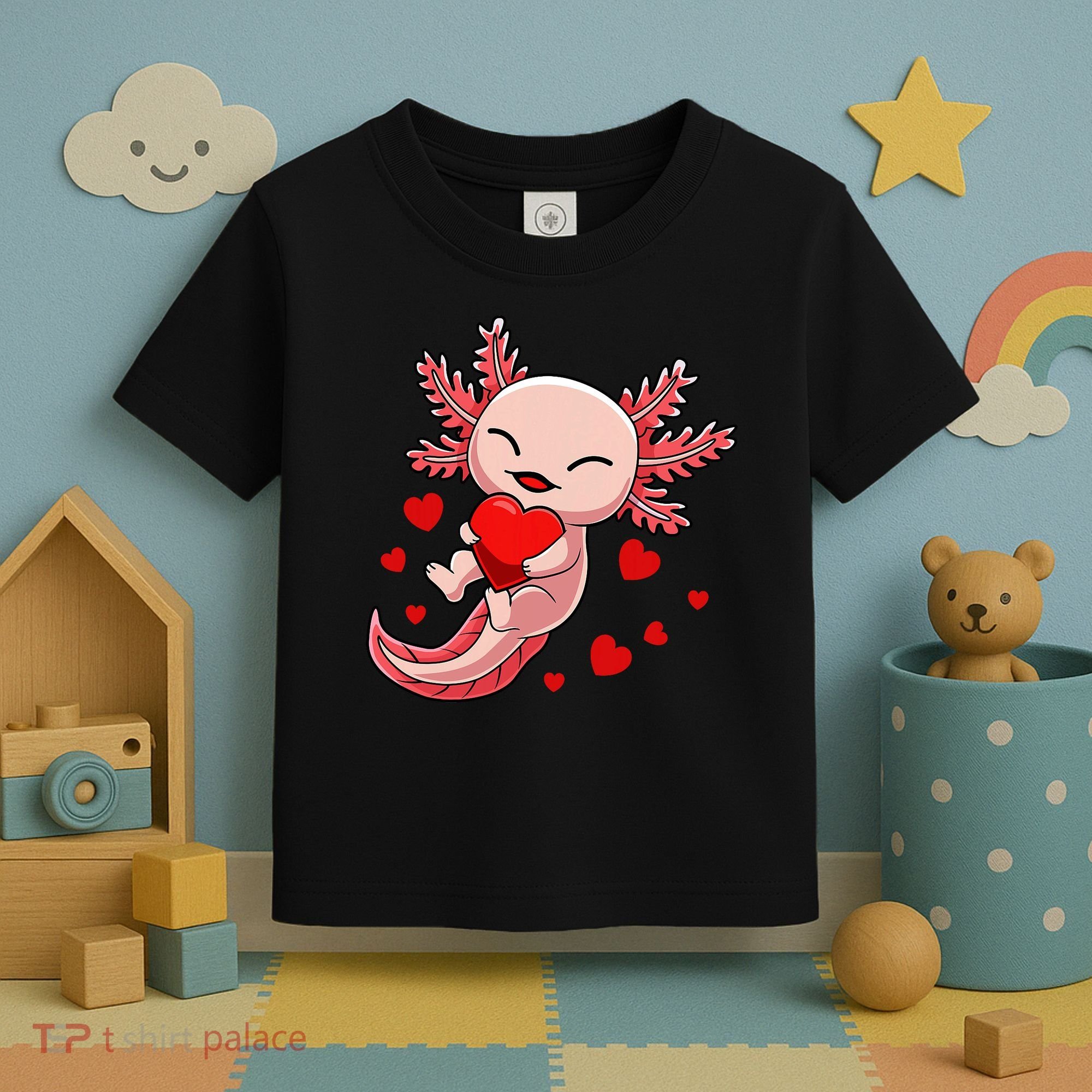 Cute Axolotl Heart Valentines Day Toddler T-Shirt