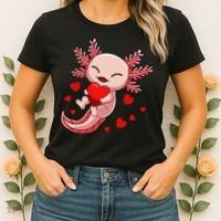 Cute Axolotl Heart Valentines Day Women's T-Shirt thumb 2