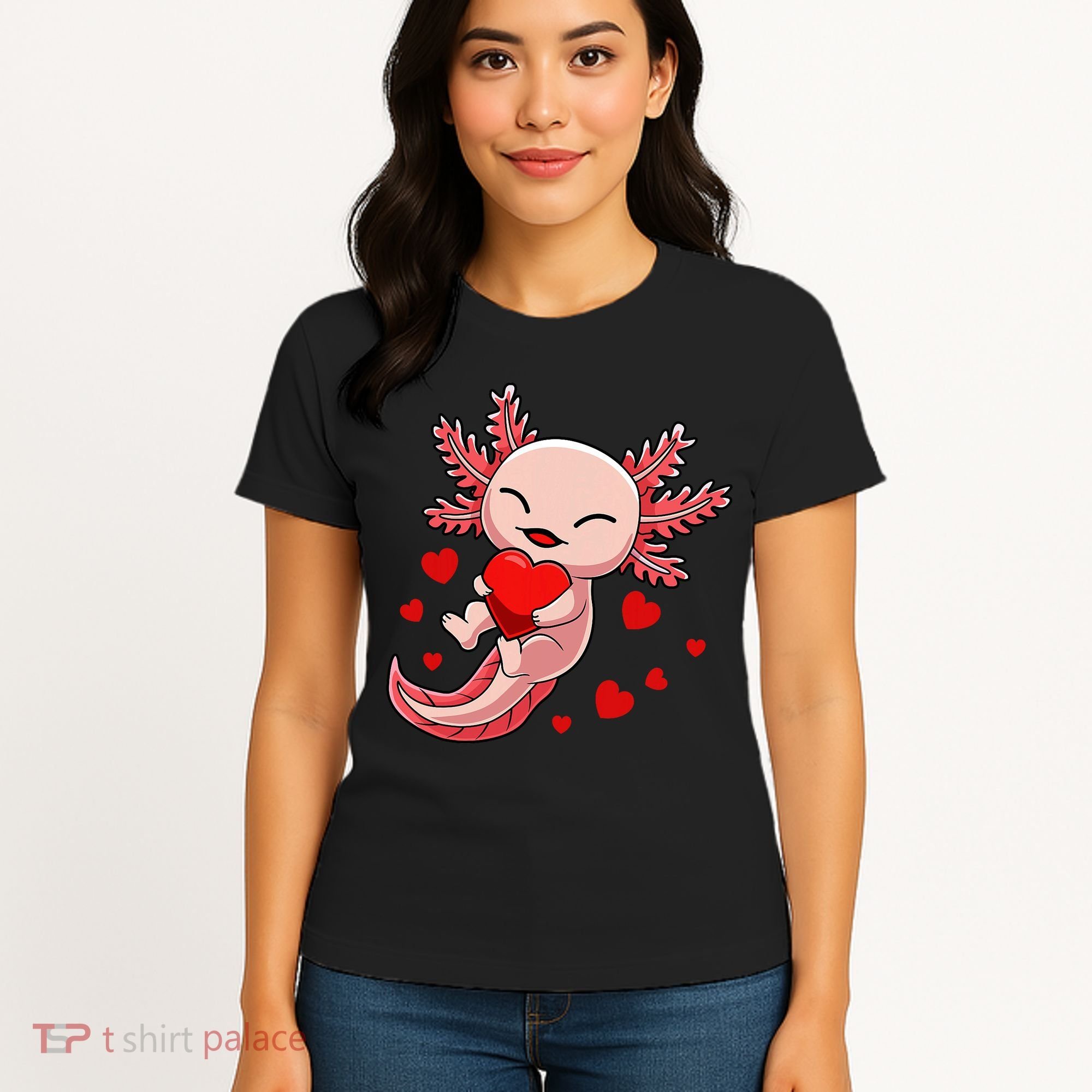Cute Axolotl Heart Valentines Day Women's T-Shirt