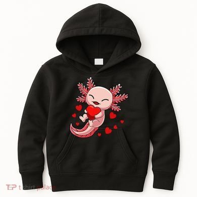 Cute Axolotl Heart Valentines Day Kids Hoodie