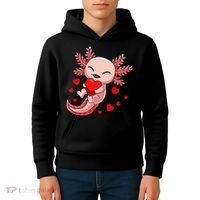 Cute Axolotl Heart Valentines Day Kids Hoodie thumb 4