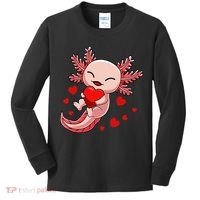 Cute Axolotl Heart Valentines Day Kids Long Sleeve Shirt thumb 0
