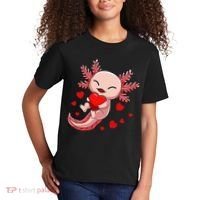Cute Axolotl Heart Valentines Day Kids T-Shirt thumb 2