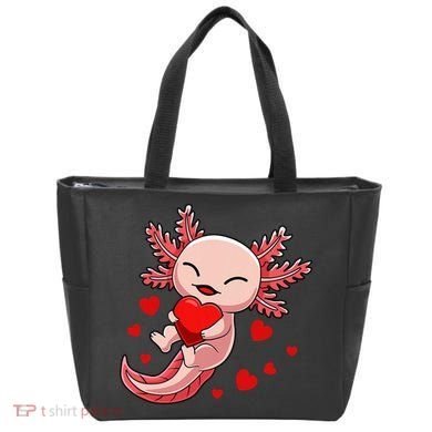 Cute Axolotl Heart Valentines Day Tote Bag