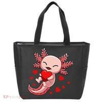 Cute Axolotl Heart Valentines Day Tote Bag thumb 0