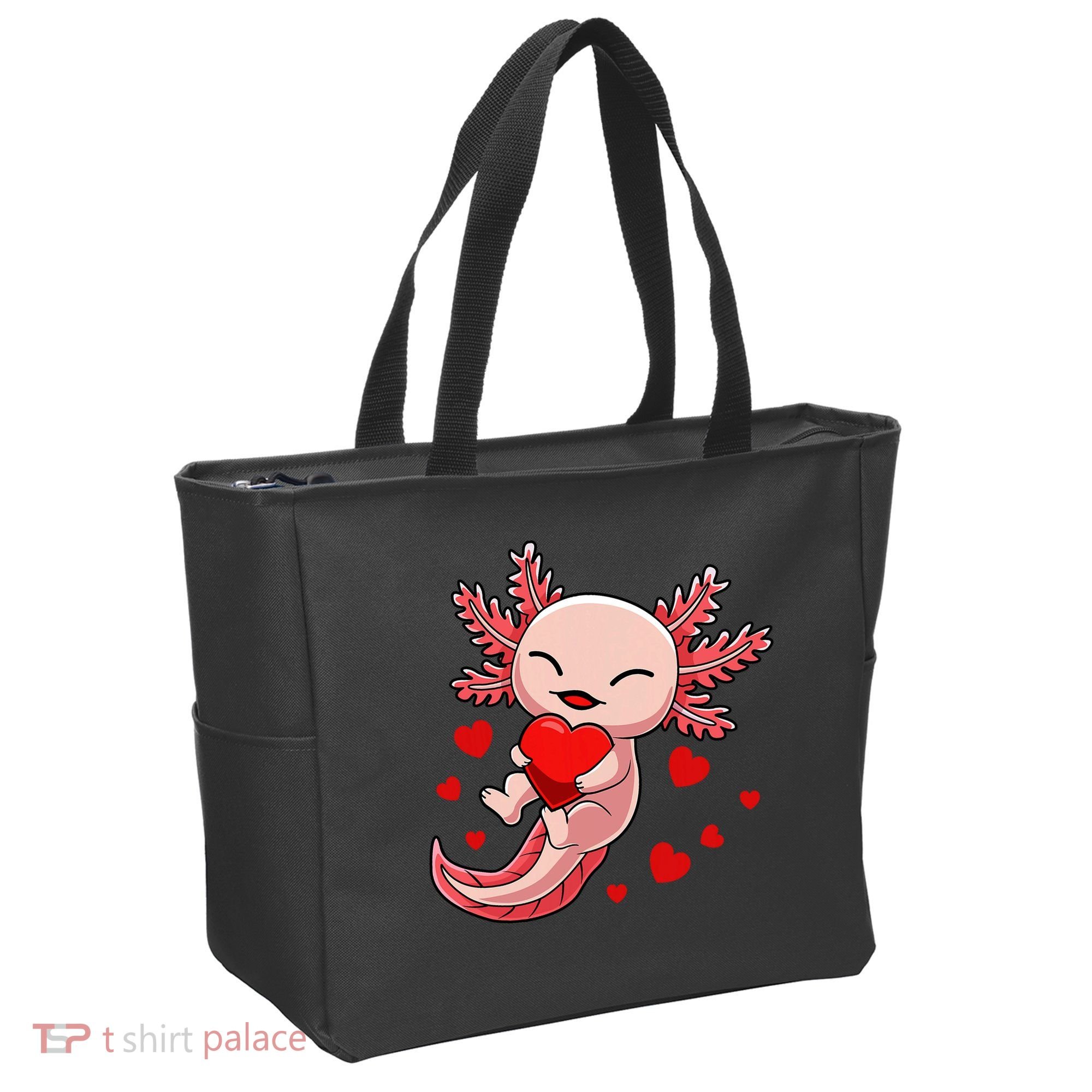 Cute Axolotl Heart Valentines Day Tote Bag