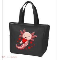 Cute Axolotl Heart Valentines Day Tote Bag thumb 3