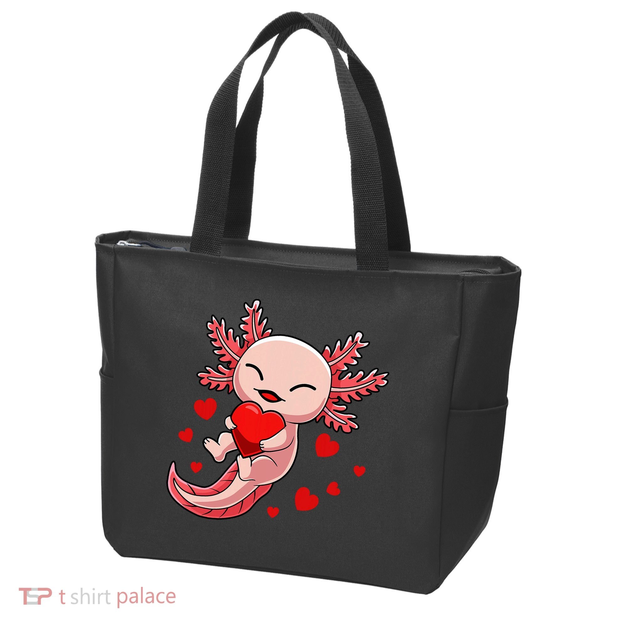 Cute Axolotl Heart Valentines Day Tote Bag