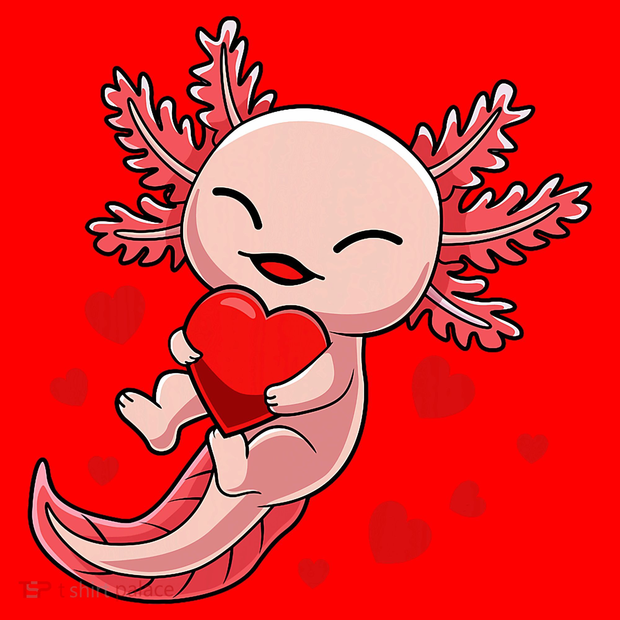 Cute Axolotl Heart Valentines Day Santa Hat