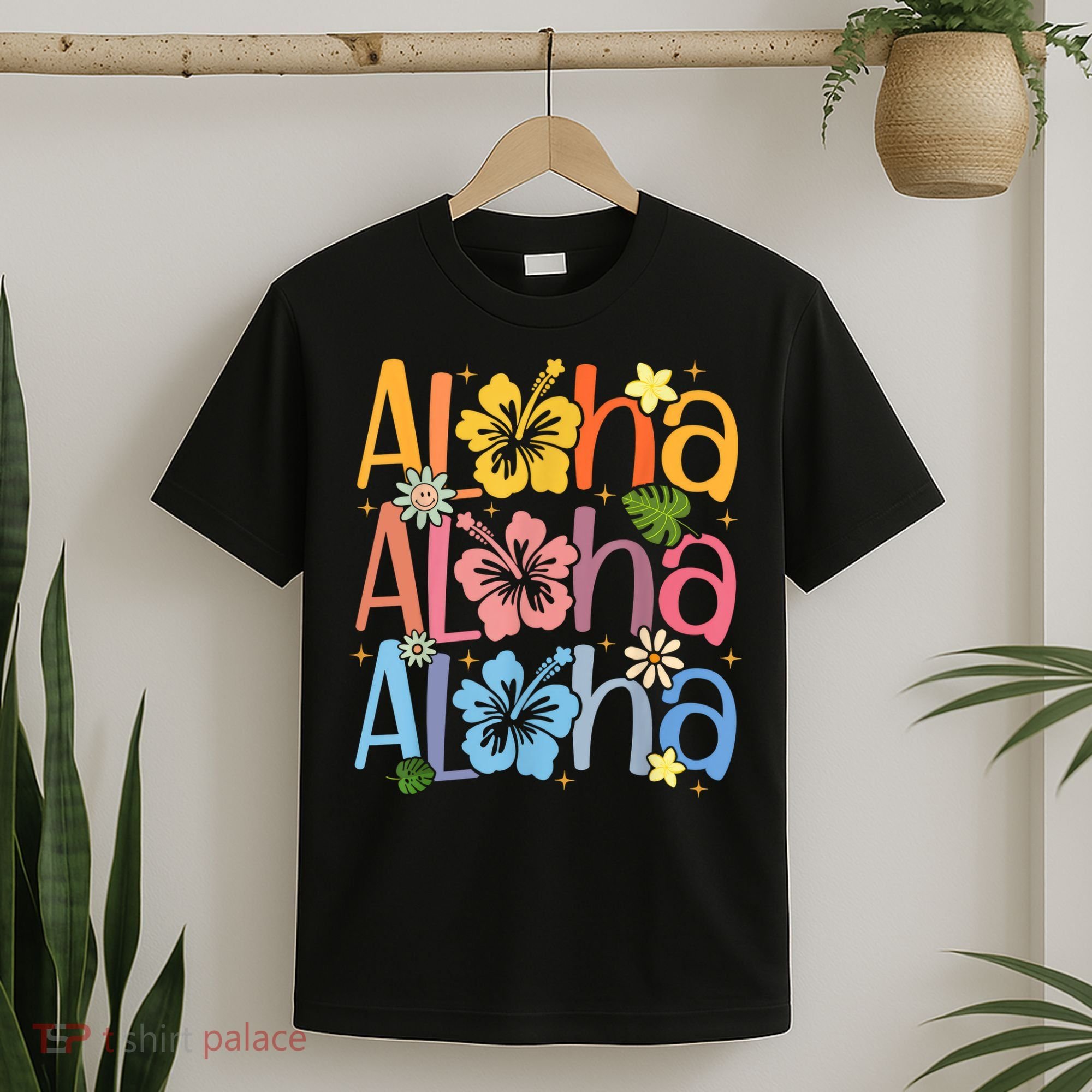 Cute Aloha Hawaiian Summer Vacation Shaka Hibiscus T-Shirt