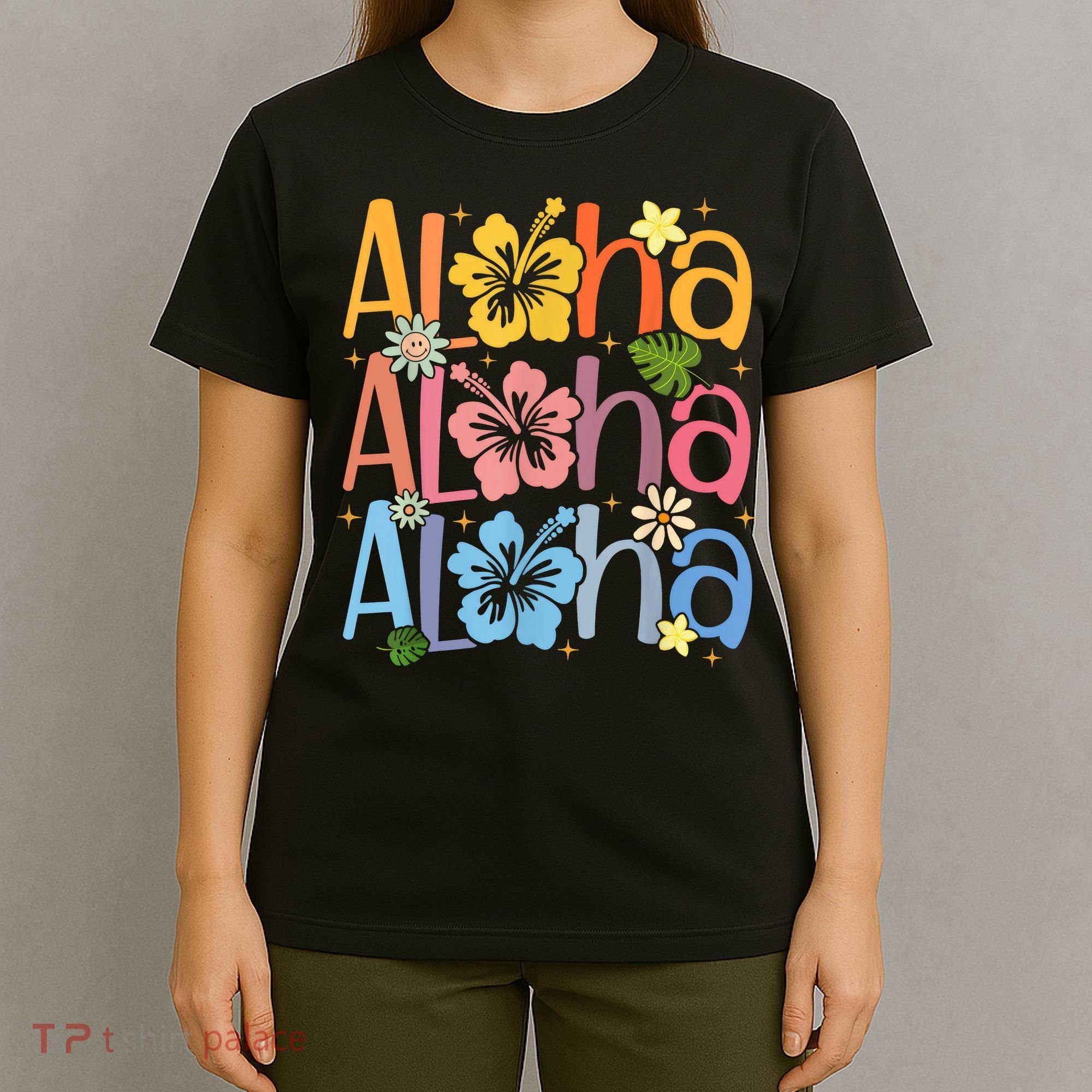 Cute Aloha Hawaiian Summer Vacation Shaka Hibiscus T-Shirt