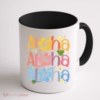 Cute Aloha Hawaiian Summer Vacation Shaka Hibiscus Coffee Mug thumb 1