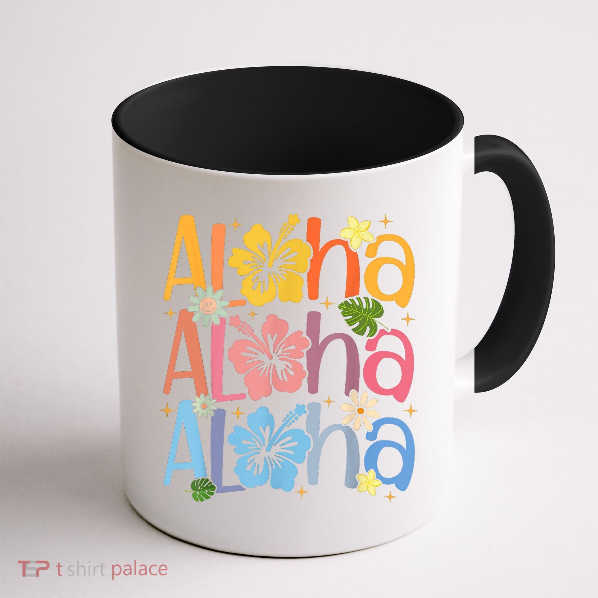 Cute Aloha Hawaiian Summer Vacation Shaka Hibiscus Coffee Mug