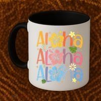 Cute Aloha Hawaiian Summer Vacation Shaka Hibiscus Coffee Mug thumb 2