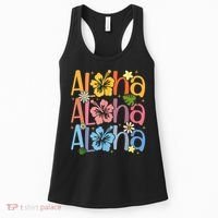 Cute Aloha Hawaiian Summer Vacation Shaka Hibiscus Women's Tank Top thumb 0