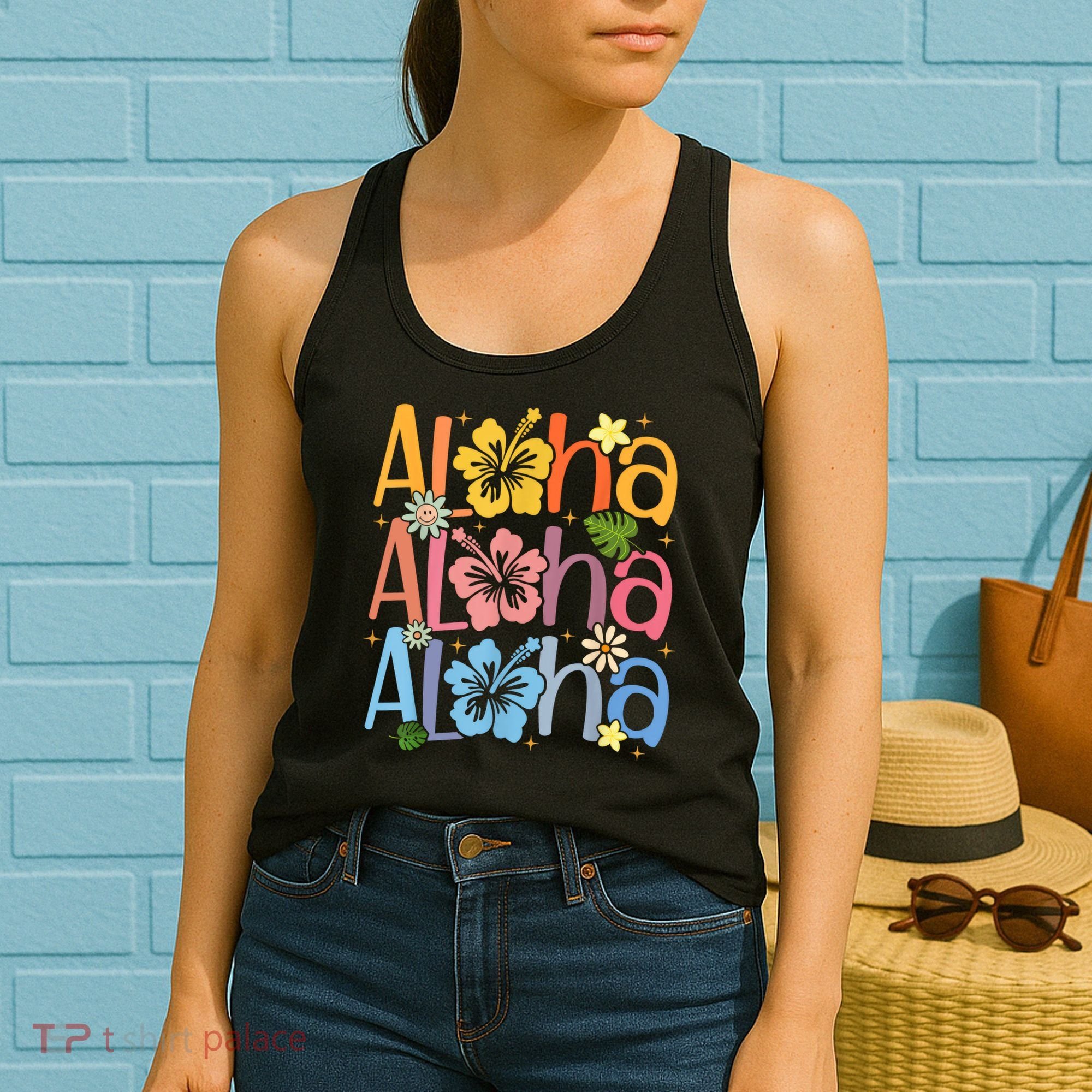 Cute Aloha Hawaiian Summer Vacation Shaka Hibiscus Women's Tank Top