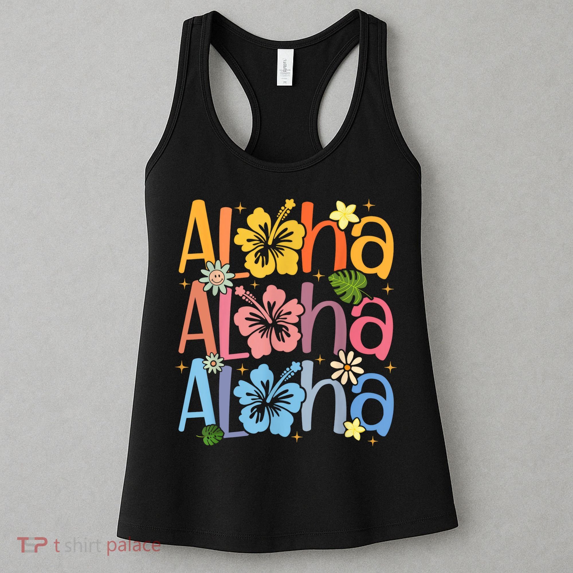 Cute Aloha Hawaiian Summer Vacation Shaka Hibiscus Women's Tank Top