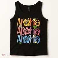 Cute Aloha Hawaiian Summer Vacation Shaka Hibiscus Tank Top thumb 2