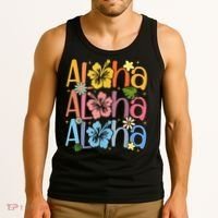 Cute Aloha Hawaiian Summer Vacation Shaka Hibiscus Tank Top thumb 3