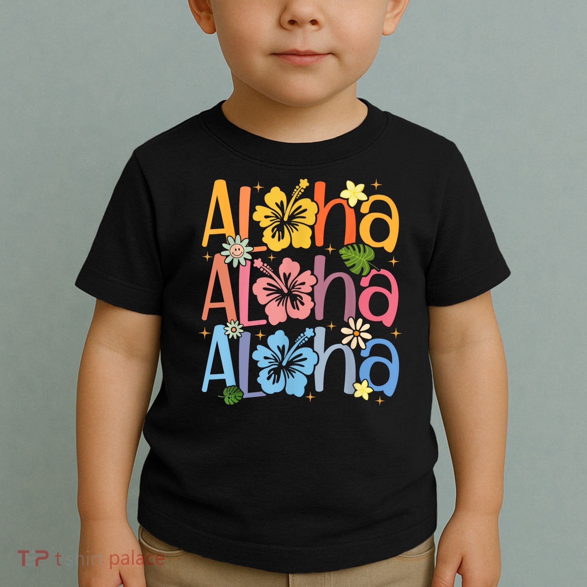 Cute Aloha Hawaiian Summer Vacation Shaka Hibiscus Toddler T-Shirt
