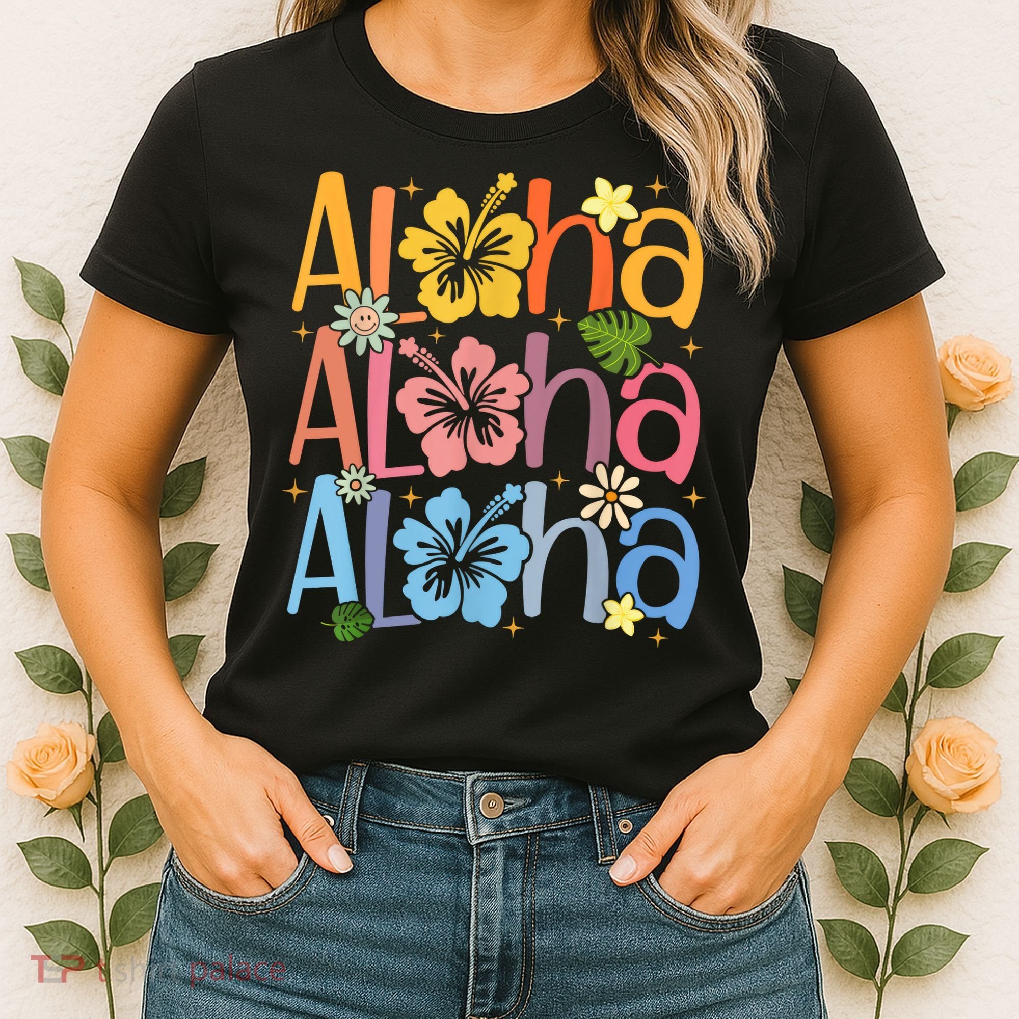 Cute Aloha Hawaiian Summer Vacation Shaka Hibiscus Women's T-Shirt