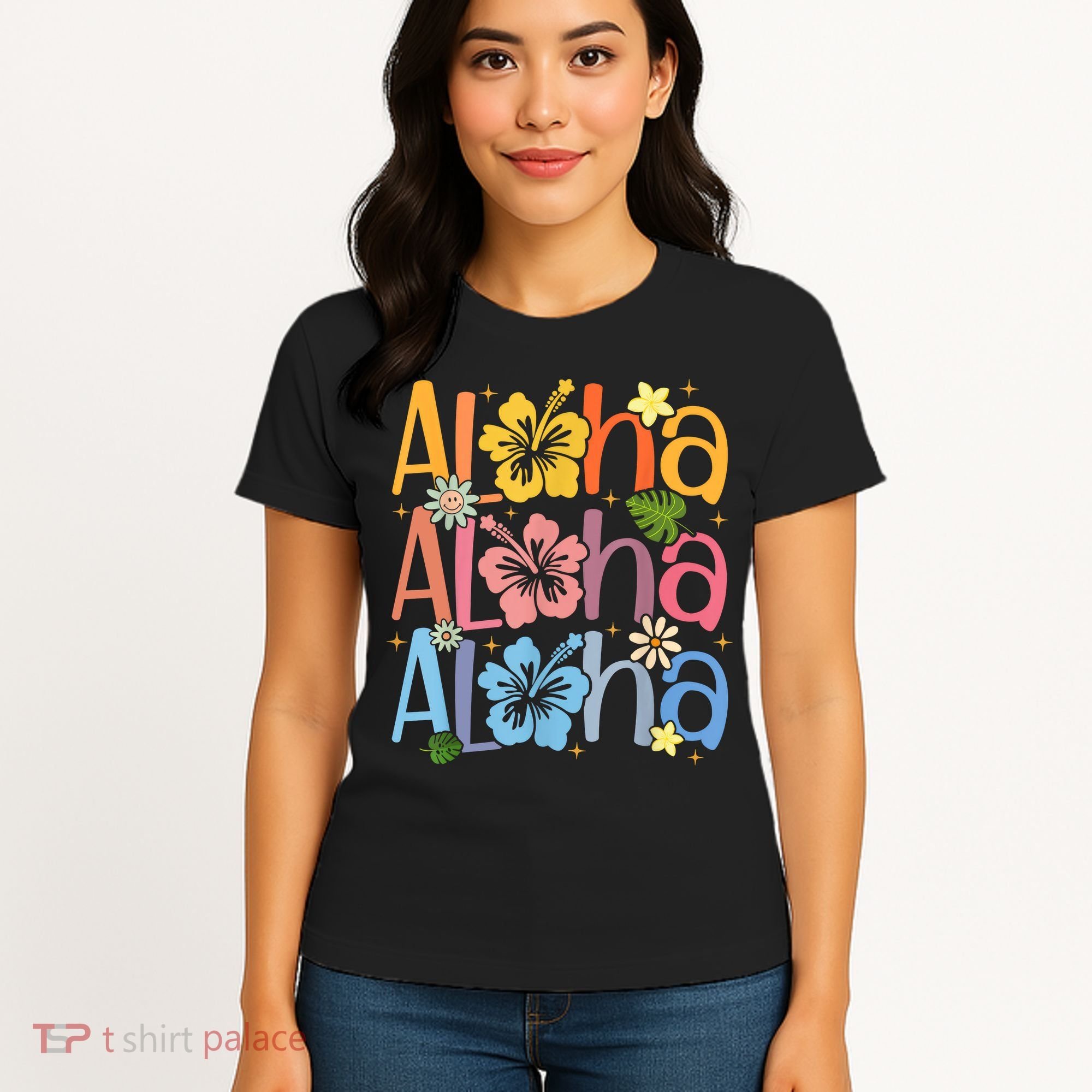 Cute Aloha Hawaiian Summer Vacation Shaka Hibiscus Women's T-Shirt