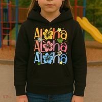 Cute Aloha Hawaiian Summer Vacation Shaka Hibiscus Kids Hoodie thumb 3