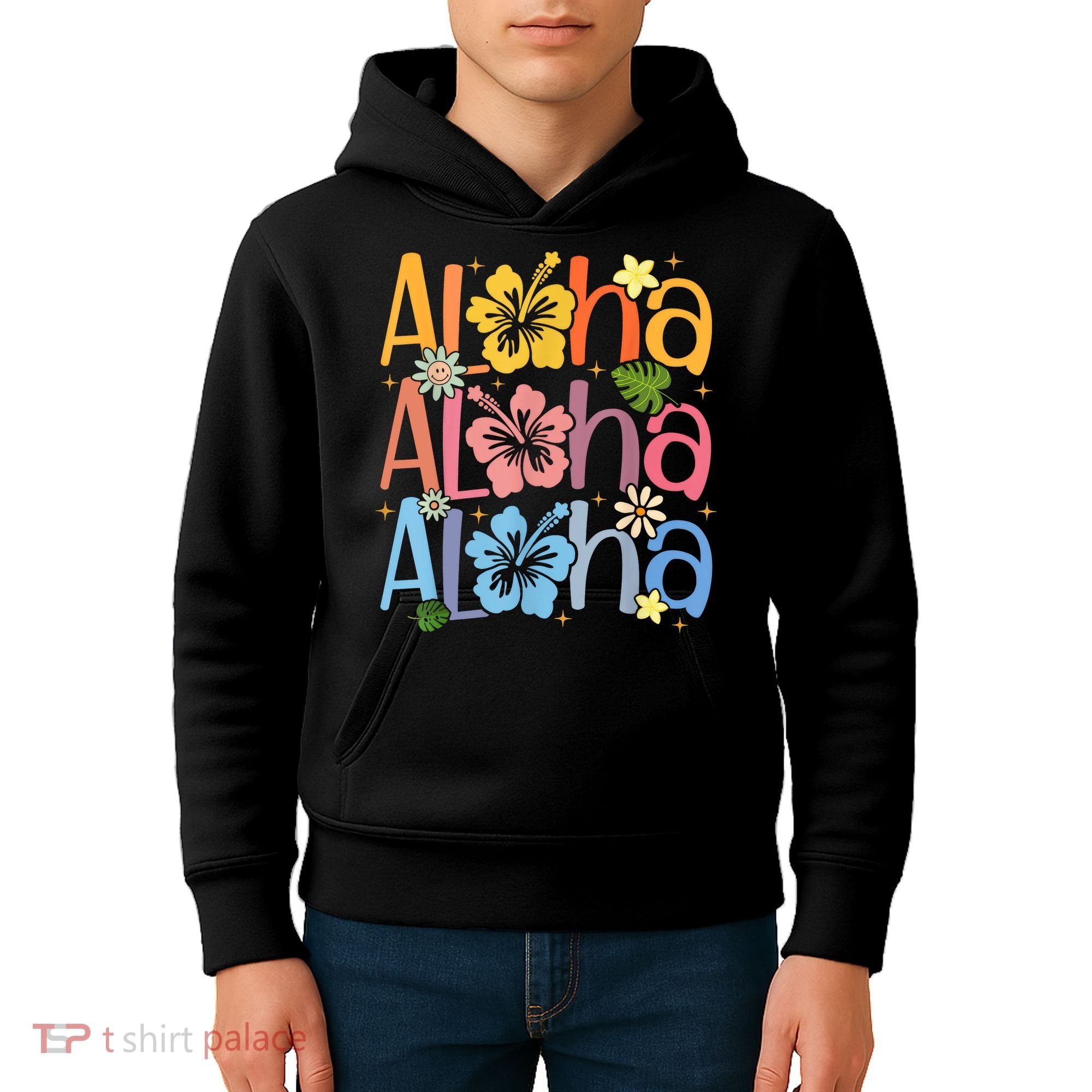 Cute Aloha Hawaiian Summer Vacation Shaka Hibiscus Kids Hoodie