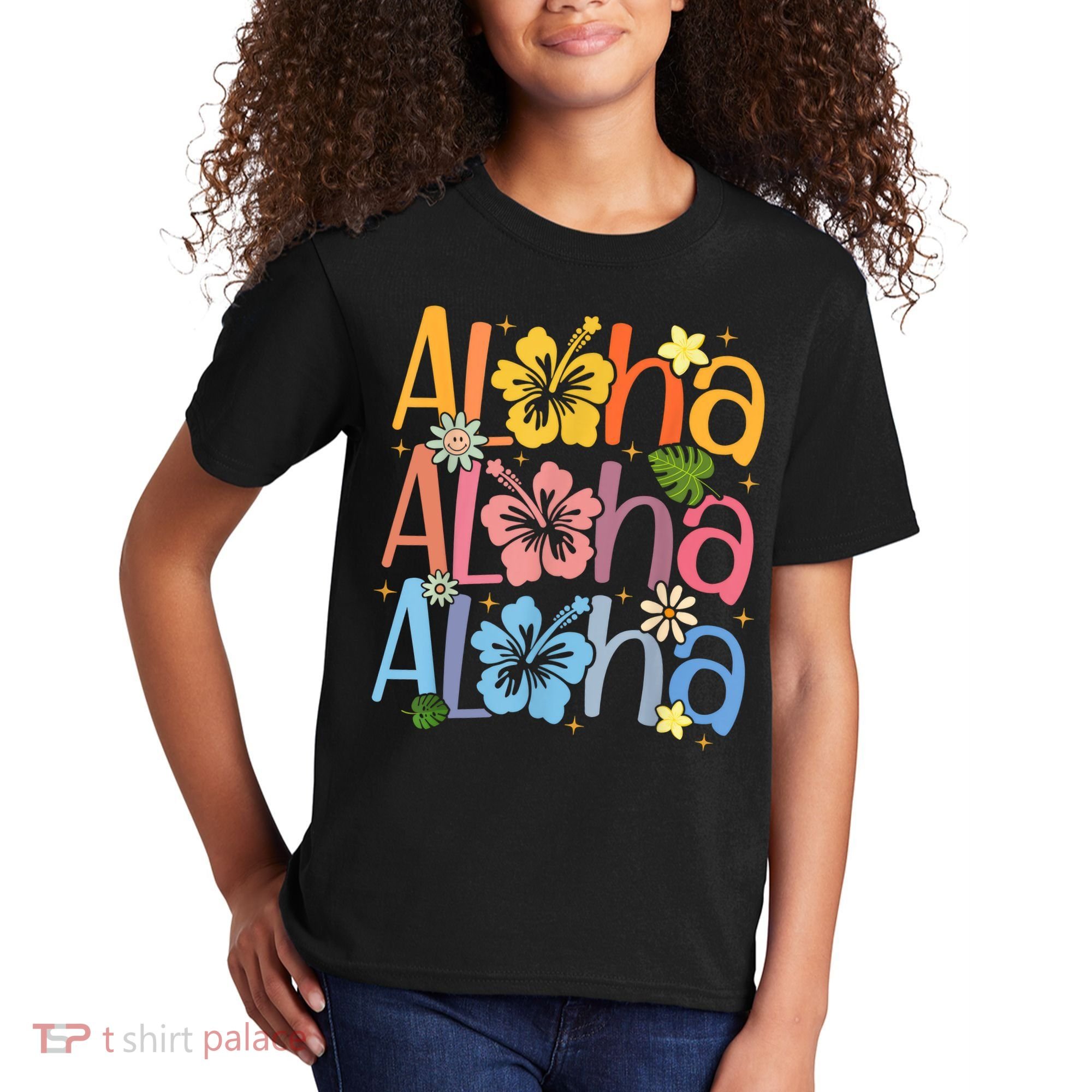 Cute Aloha Hawaiian Summer Vacation Shaka Hibiscus Kids T-Shirt