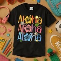 Cute Aloha Hawaiian Summer Vacation Shaka Hibiscus Kids T-Shirt thumb 3