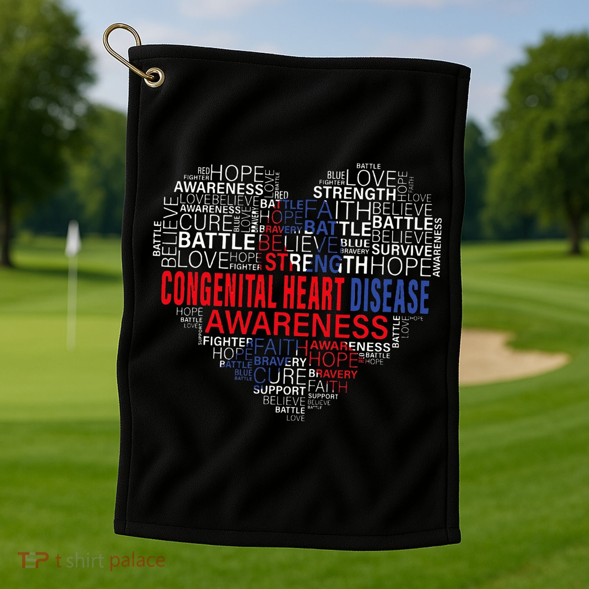 CHD Awareness Heart Disease Fighting Hope Support Warrior Golf Towel