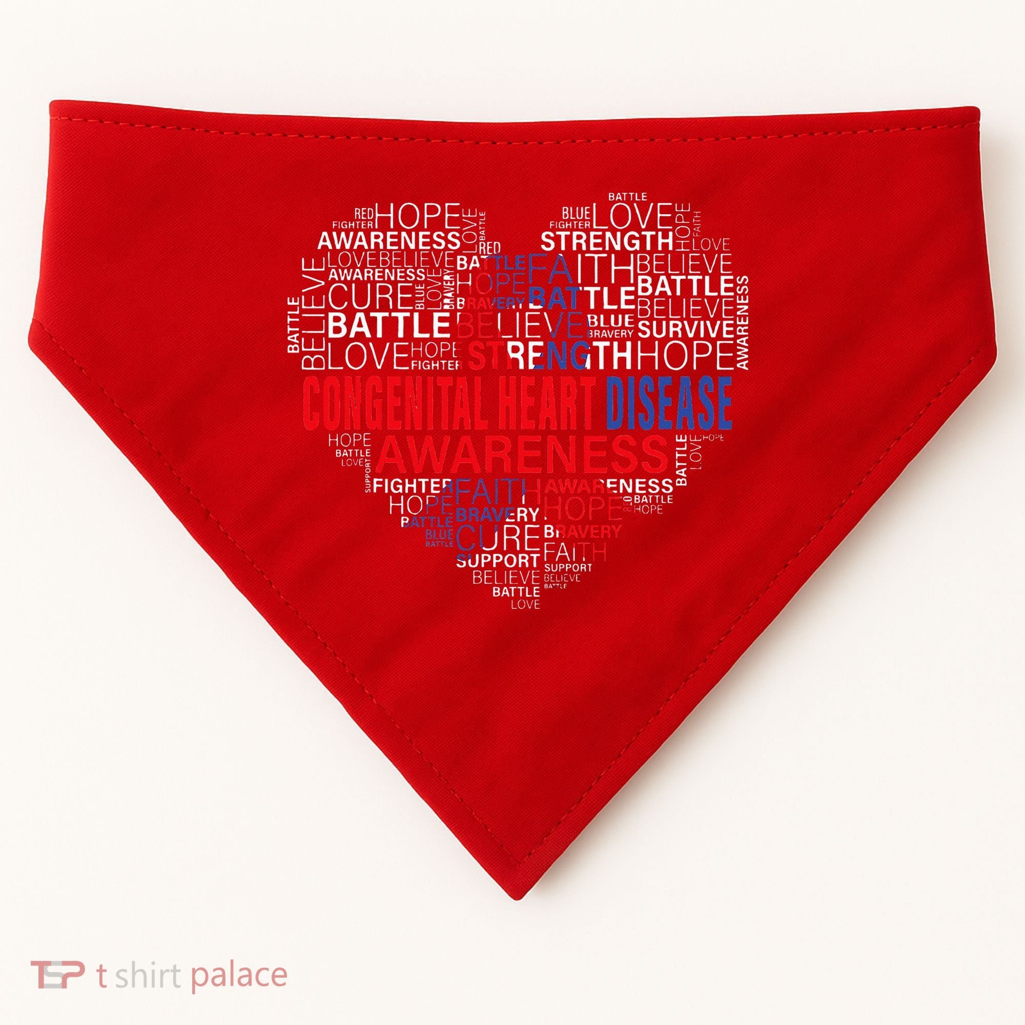 CHD Awareness Heart Disease Fighting Hope Support Warrior USA-Made Doggie Bandana
