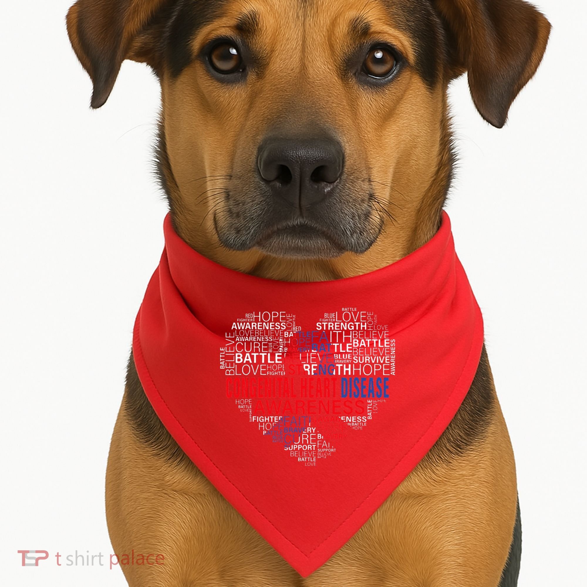 CHD Awareness Heart Disease Fighting Hope Support Warrior USA-Made Doggie Bandana