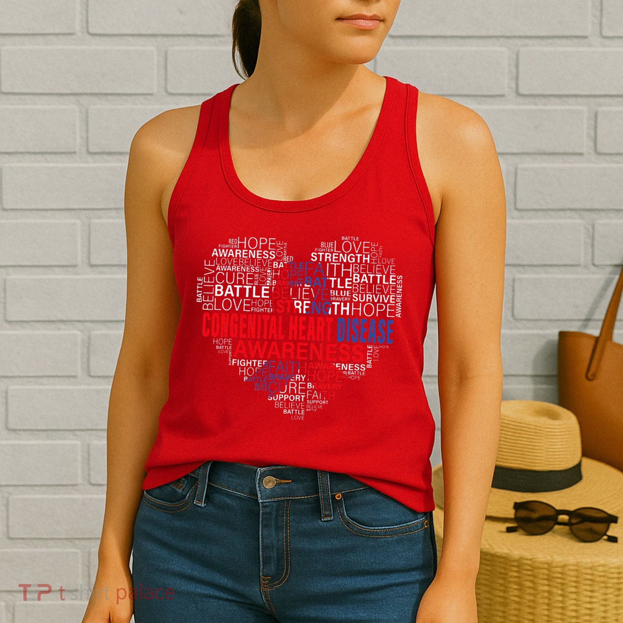 CHD Awareness Heart Disease Fighting Hope Support Warrior Women's Tank Top